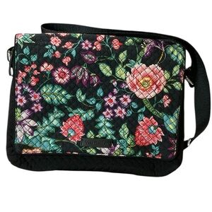 Vera Bradley Black Floral Messenger Crossbody Bag